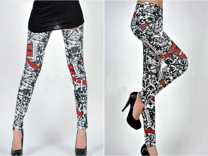 New Letter Symbols Outfit Ladies Women Chic Tight Stretch Leggings Pants